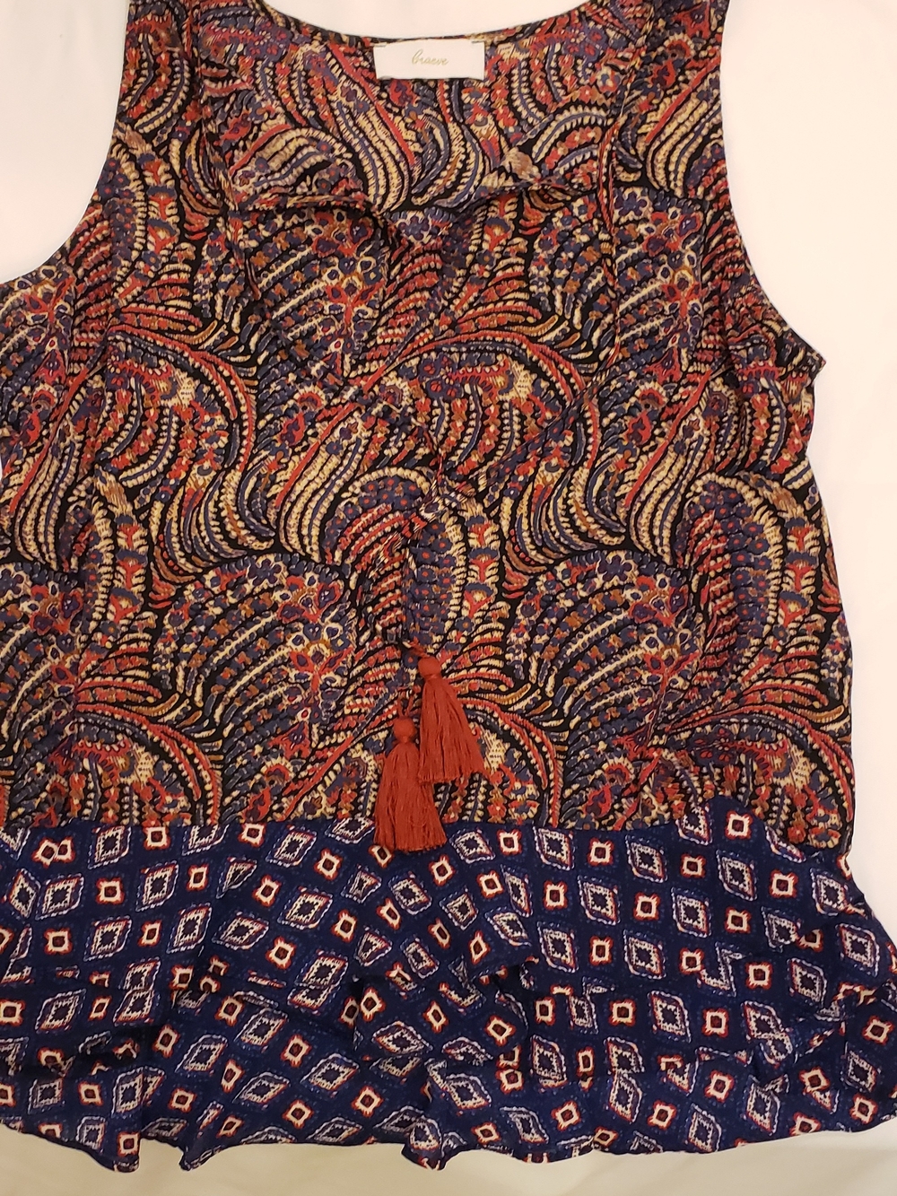 Braeve Boho Paisley Tassel Tank - Multicolor